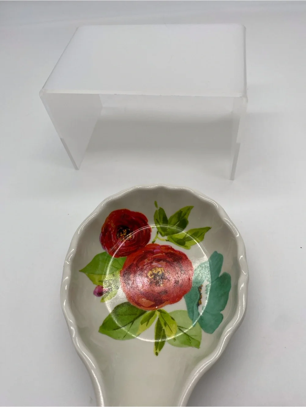 The Pioneer Woman Red and Purple Floral Ceramic Spoon Rest